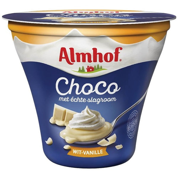 Almhof pudding choco met slagroom wit vanille