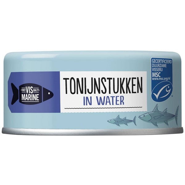 Vis Mari tonijnstukken in water